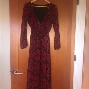 Floor length wrap dress